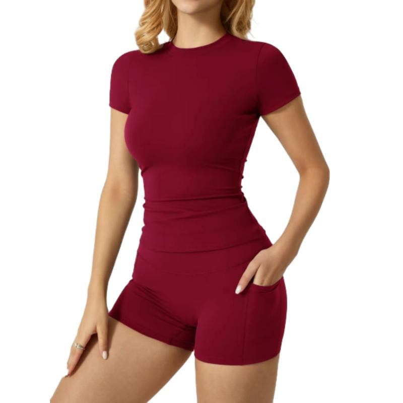 Elevate Your Fall Wardrobe with Our 2-Piece Women's Long Sleeve Crop Top and High Waist Biker Pants Tracksuit Set β Perfect for Gym Workouts and Stylish Outings!