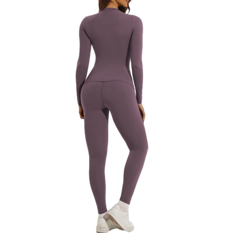 Elevate Your Fall Wardrobe with Our 2-Piece Women's Long Sleeve Crop Top and High Waist Biker Pants Tracksuit Set – Perfect for Gym Workouts and Stylish Outings!